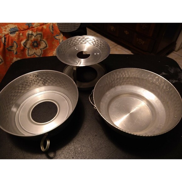 Vintage Nasco Italy 3 Pc Hammered Aluminum Casserole Dish / Cooking piece/ Cover - Picture 1 of 12